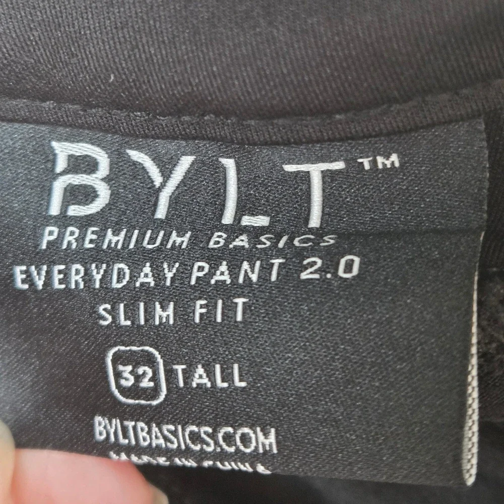 BYLT Premium Basics Everyday Pant 2.0 Black Slim Fit 30x31 Tall Mens Trousers